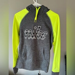 Nike Neon Yellow and Dark Gray Hoodie - Size Small